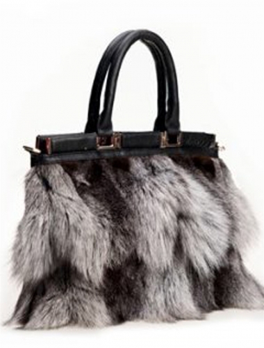 silver fox fur bag