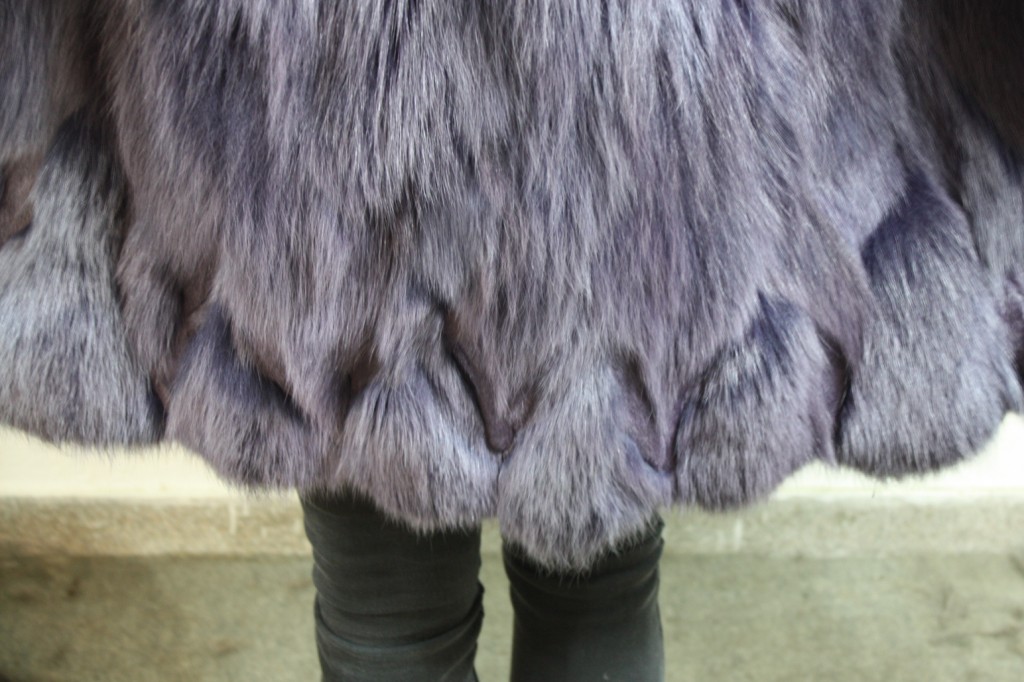 purple fox fur coat half skins